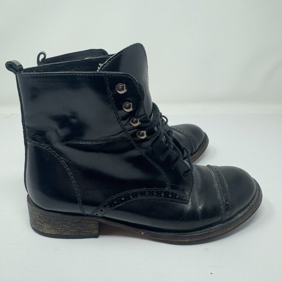 Maje Black Leather Oxford Combat Boots EU 36 - Picture 5 of 9